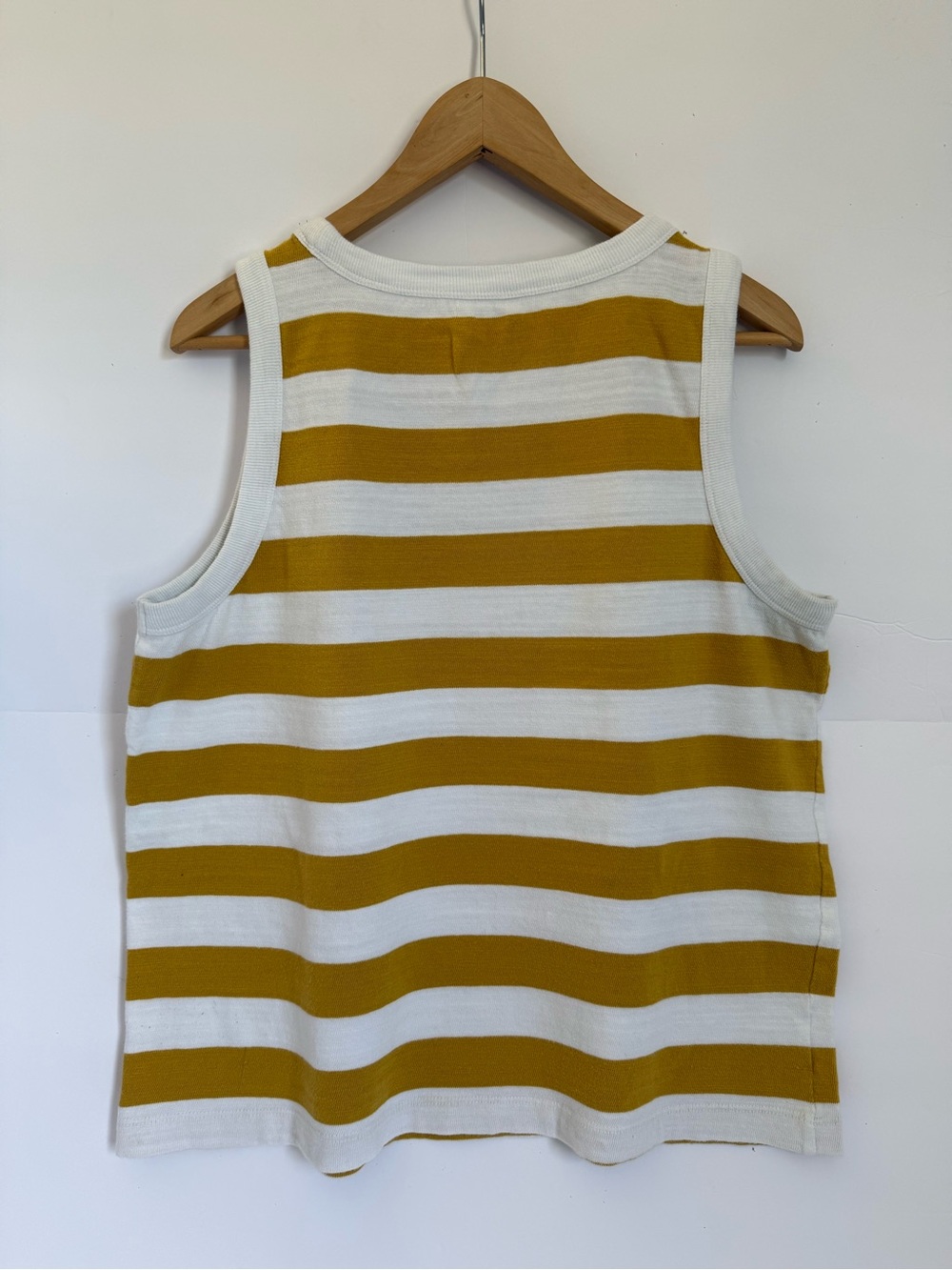 XL LOFT Striped Yellow and White Sleeveless Knit Top - Picture 4 of 5